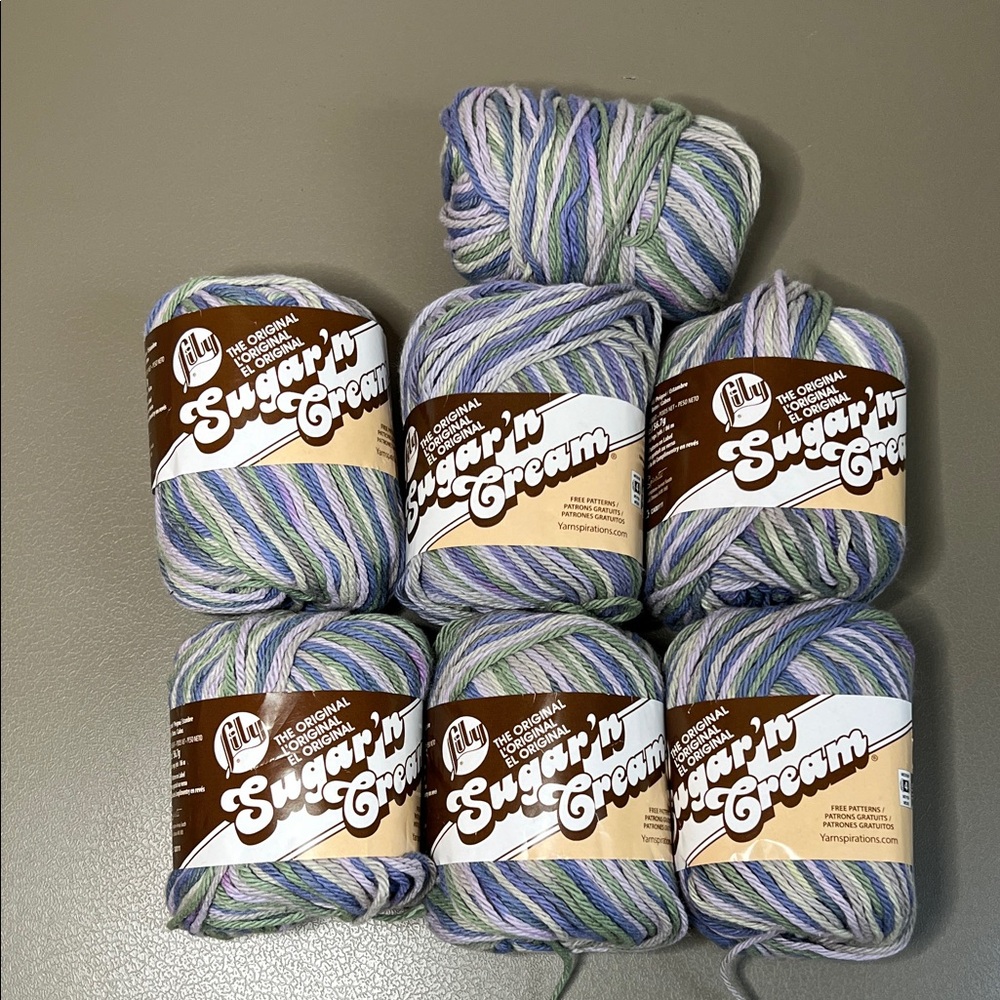 Lily Sugar'n Cream Multicolor Yarn lot of 7